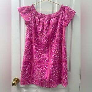 S Vineyard Vines Pink Cotton Off the Shoulder Mini Dress